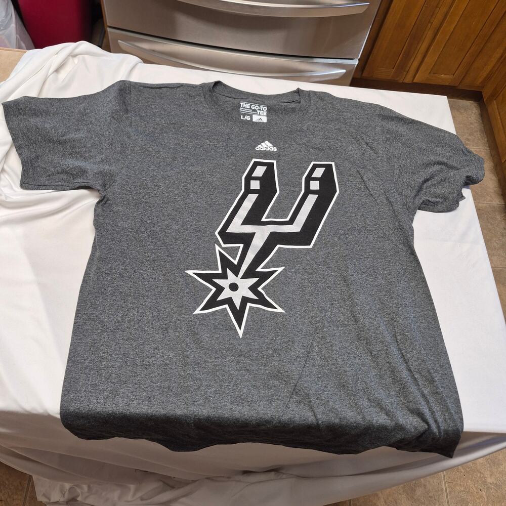 Adidas San Antonio Spurs Logo T Shirt Mens Large Gray NBA Basketball